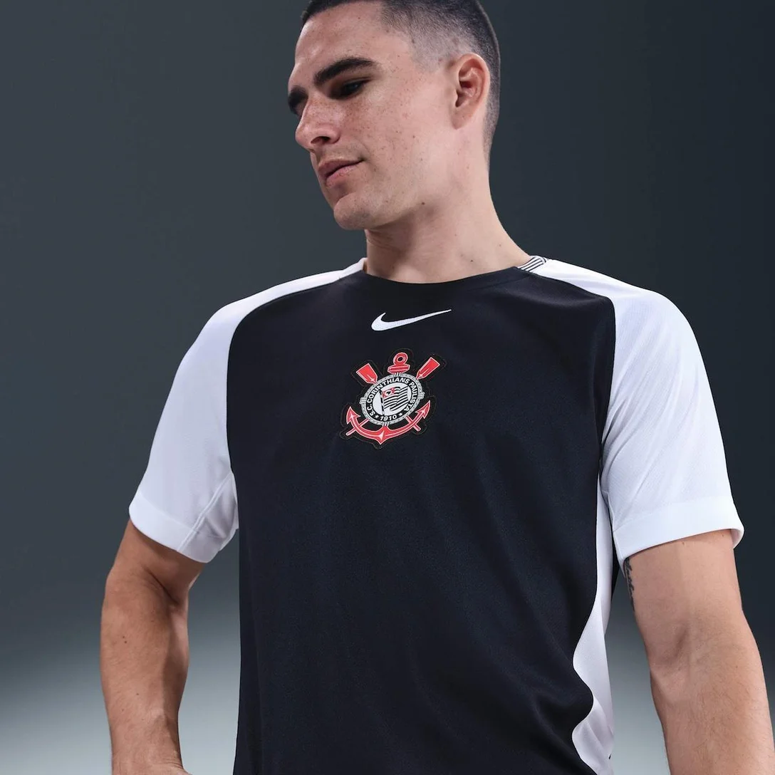 Camisa Nike Corinthians II 2025/26 Torcedor Pro Masculina - Preto+Branco - Imagem 2